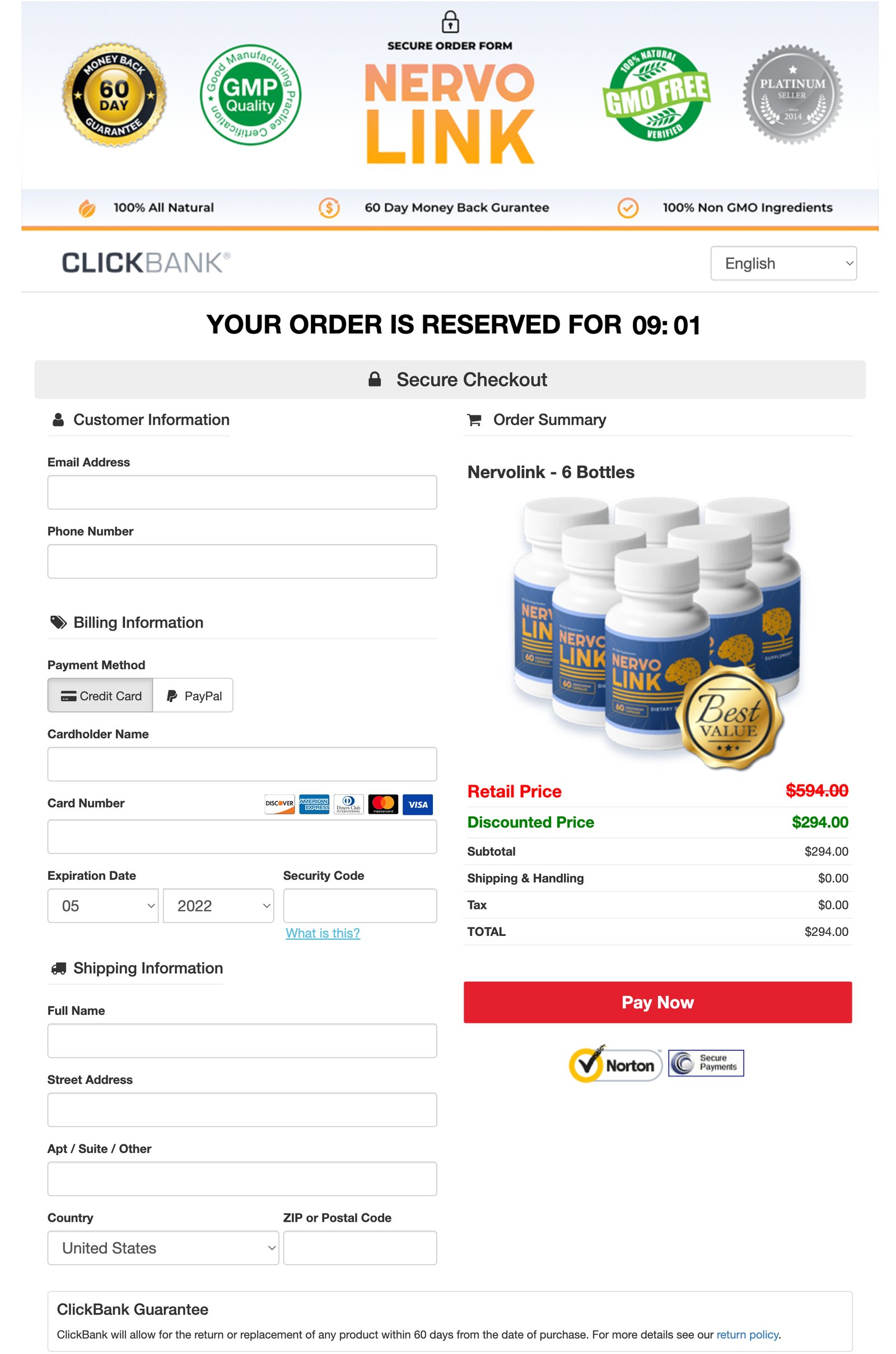 NervoLink - Order Page